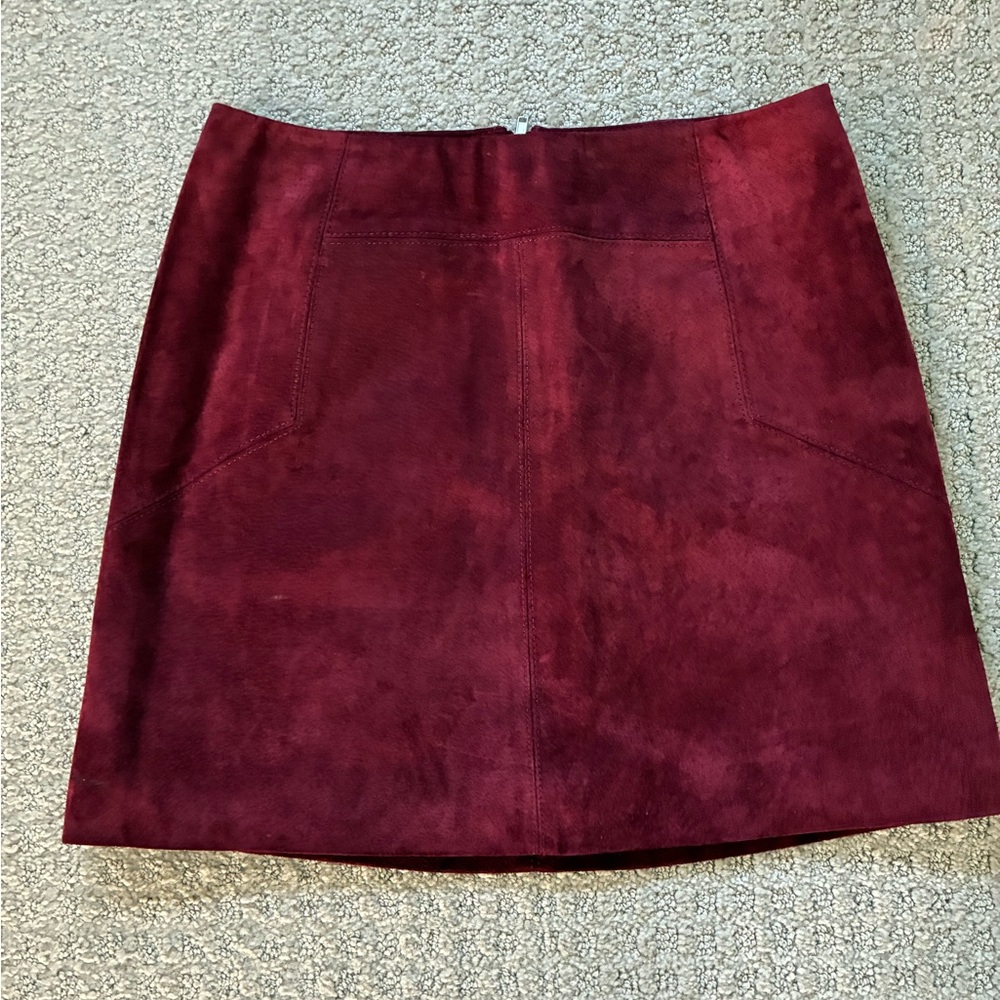 H&M Suede Leather Burgundy Mini Skirt Size 2